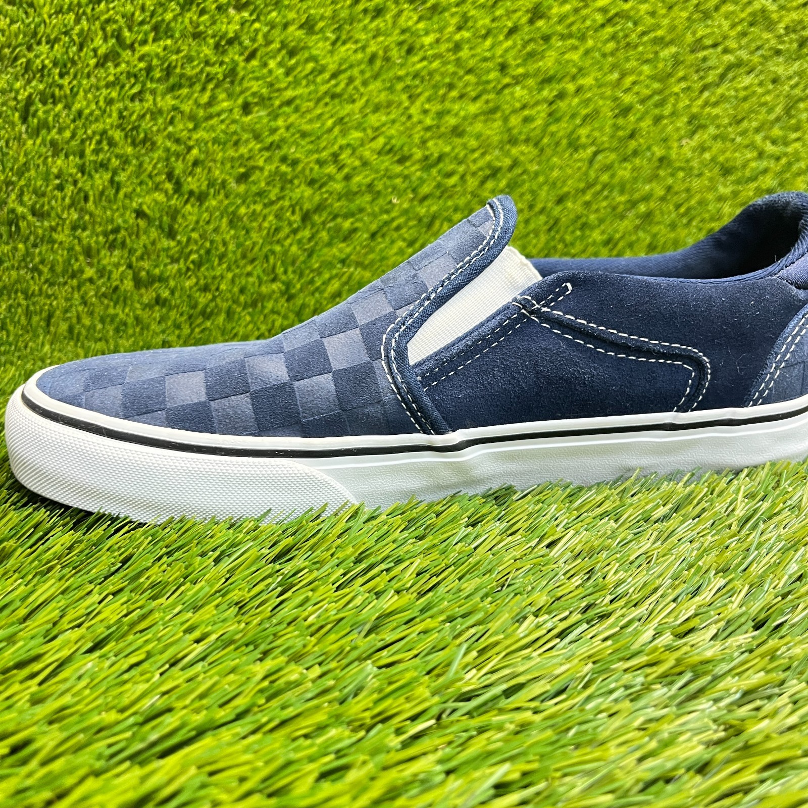 Vans Asher Deluxe Mens Size 8.5 Blue White Athletic Walking Skate Shoes Sneakers