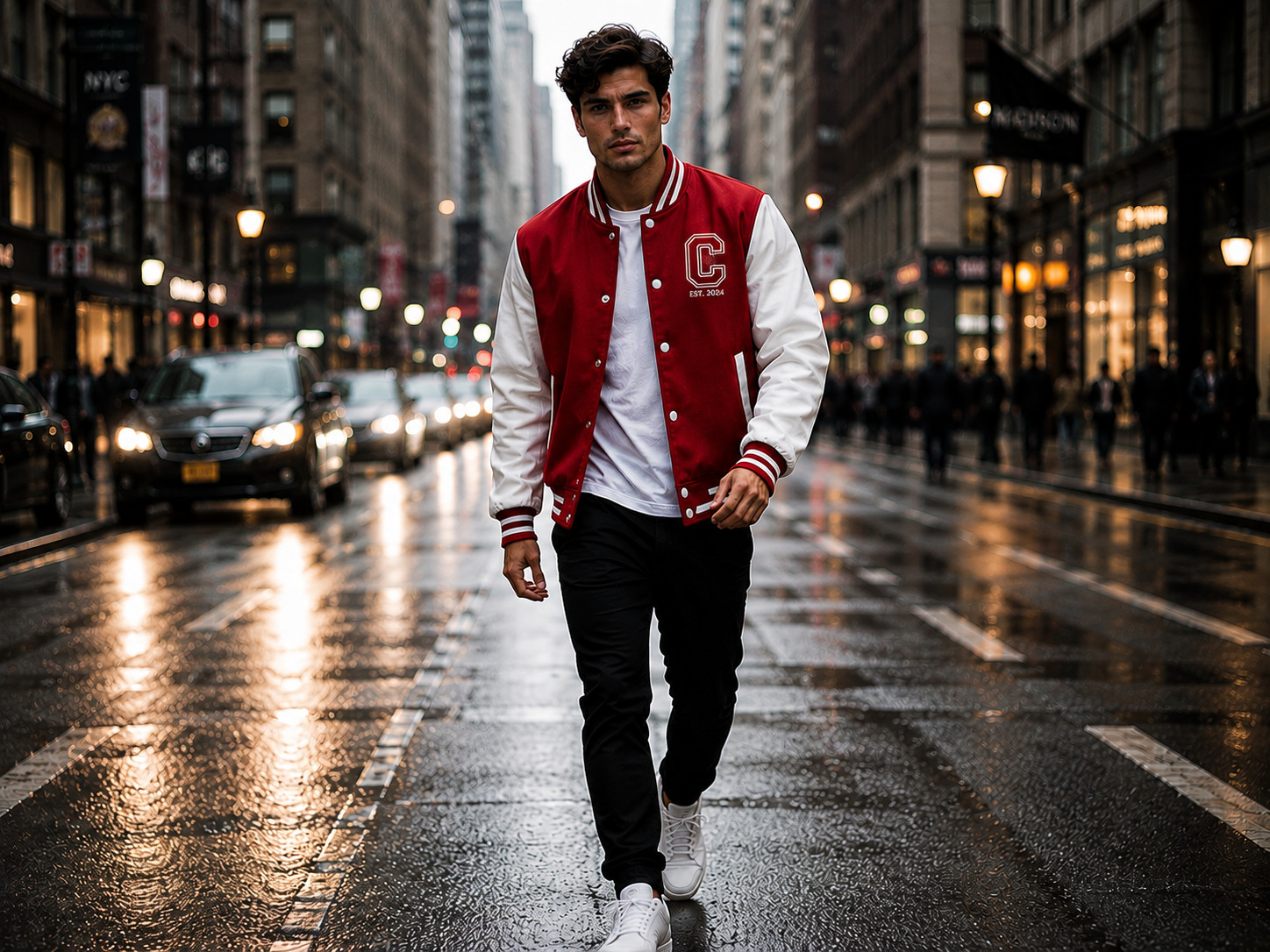 Men’s Two Tone Varsity Jacket Letterman Bomber Coat Custom Logo XS-5XL