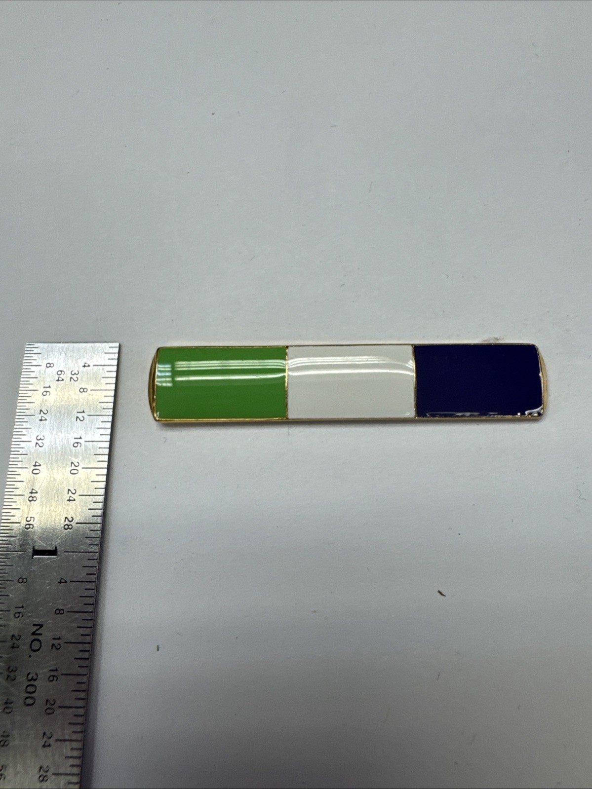 Green White And Royal Enamel Brest Bar- Safety Pin Backing – Police/Fire NEW