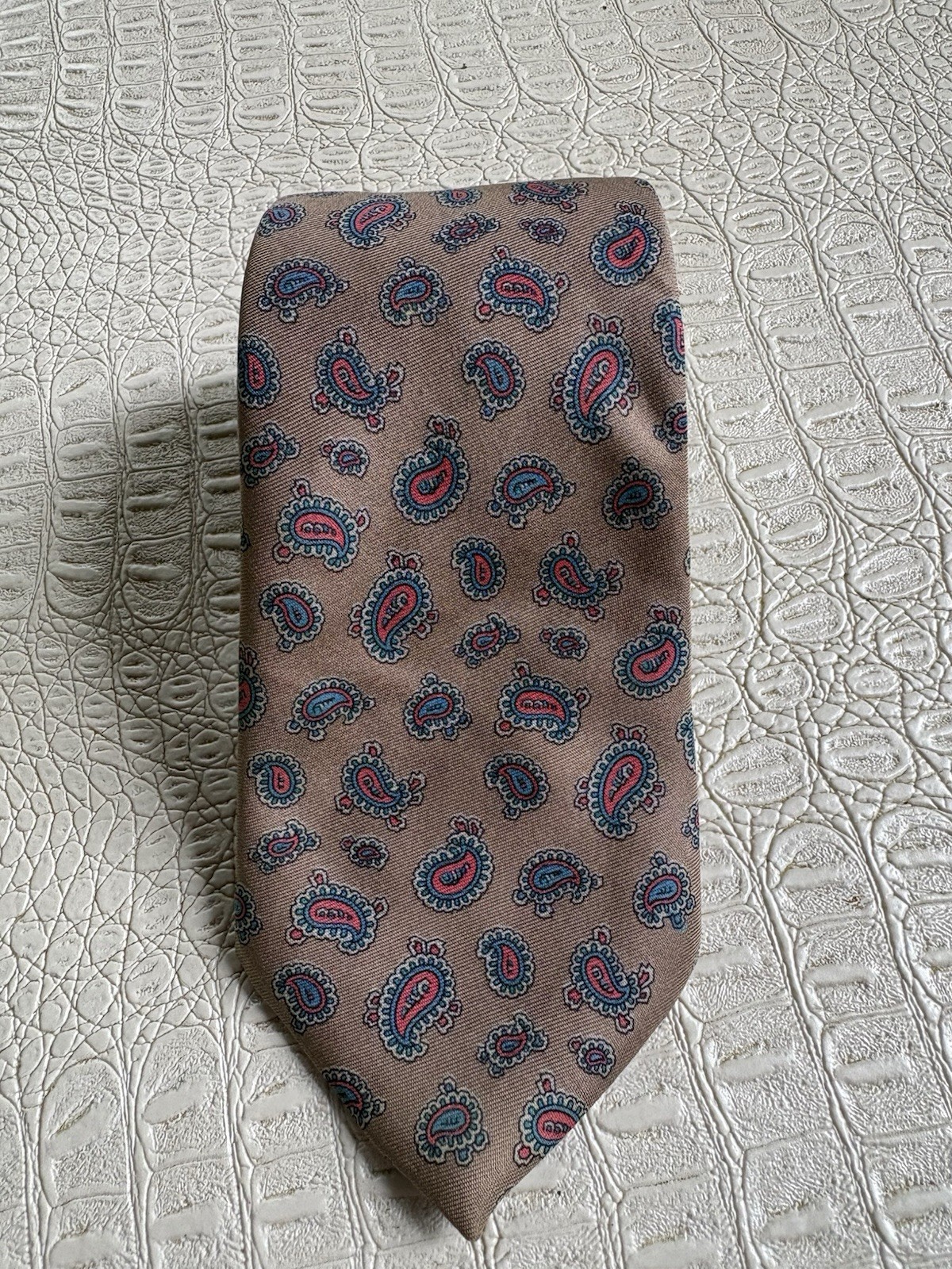 VTG Mark Pendleton Necktie Silk Paisley Taupe Multicolor Made In Italy 3.25 X 58