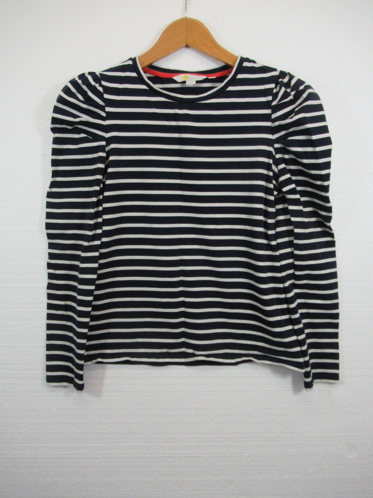 Boden Puff Sleeve T-Shirt Women 4 Blue Stripe Long Sleeve Nautical