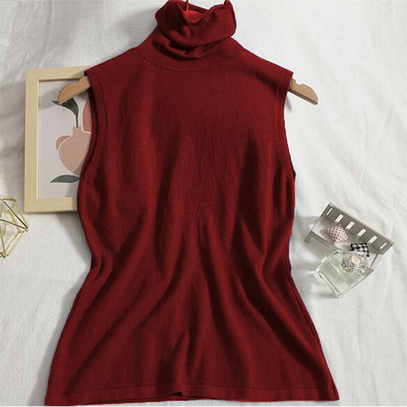 Men Mock Neck Shirt Casual Turtleneck Pullover Sleeveless Slim Fit Tops Stretch