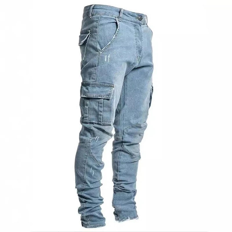 Men’s Slim Fit Ripped Jeans Stretch Denim Pants Casual Skinny Trousers Fashion