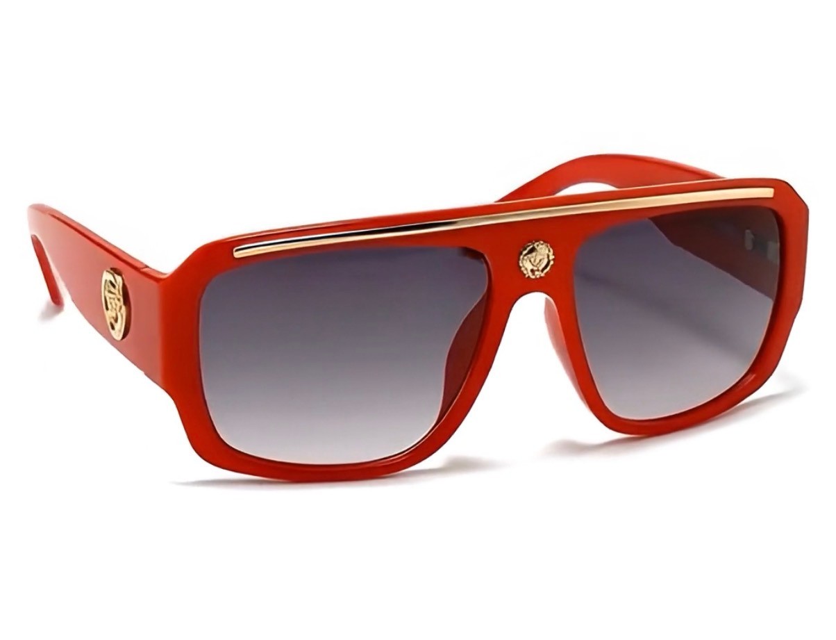 Oversized Square Kleo Lion Head Medallion Flat Top Sunglasses Lentes Shades