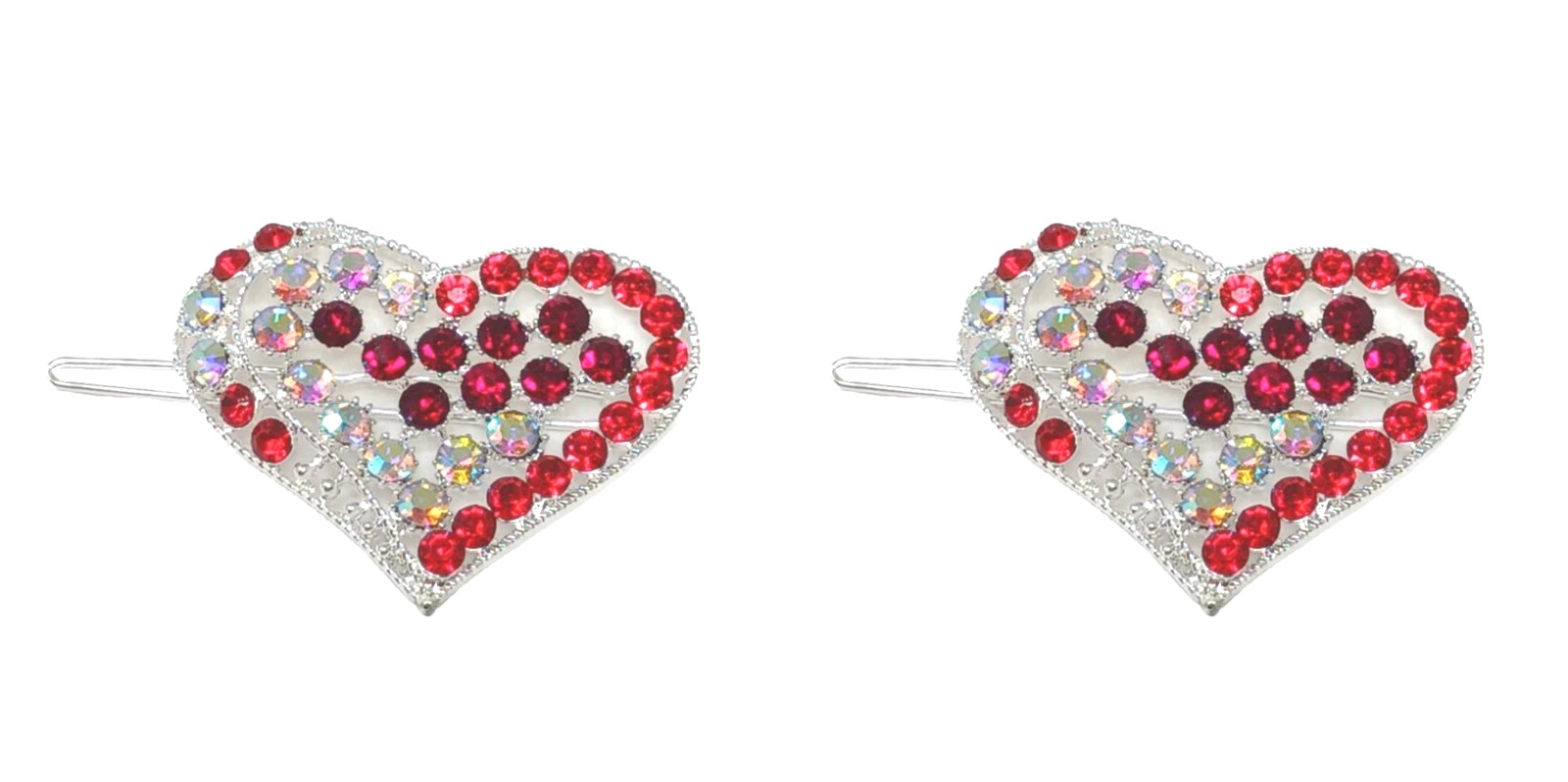 Heart Shaped Hair Clip With Rhinestones 2pcs – Please Choose