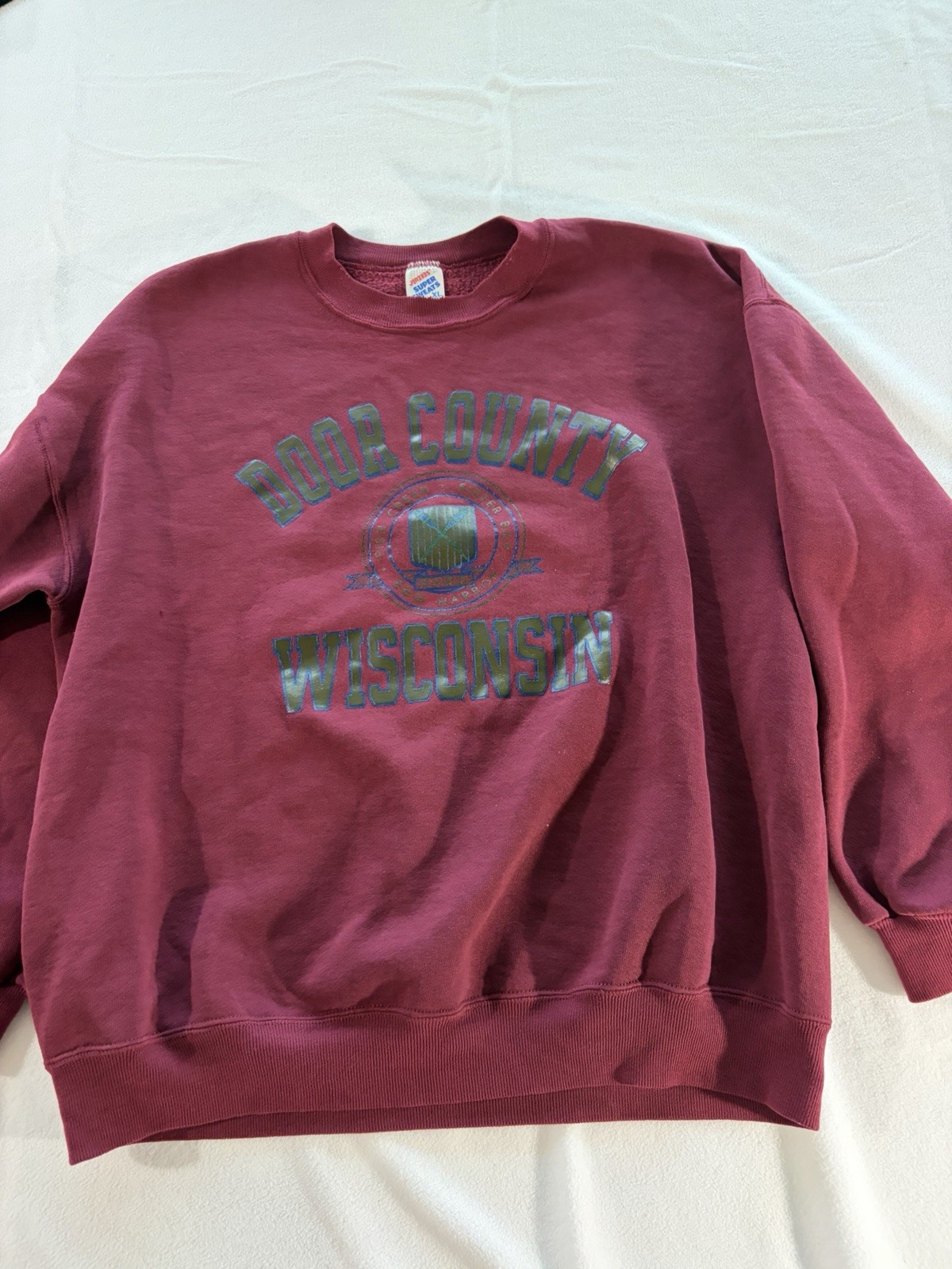 Vintage Jerzees Super Sweats XL Burgundy Crewneck Graphic Sweatshirt Made in USA