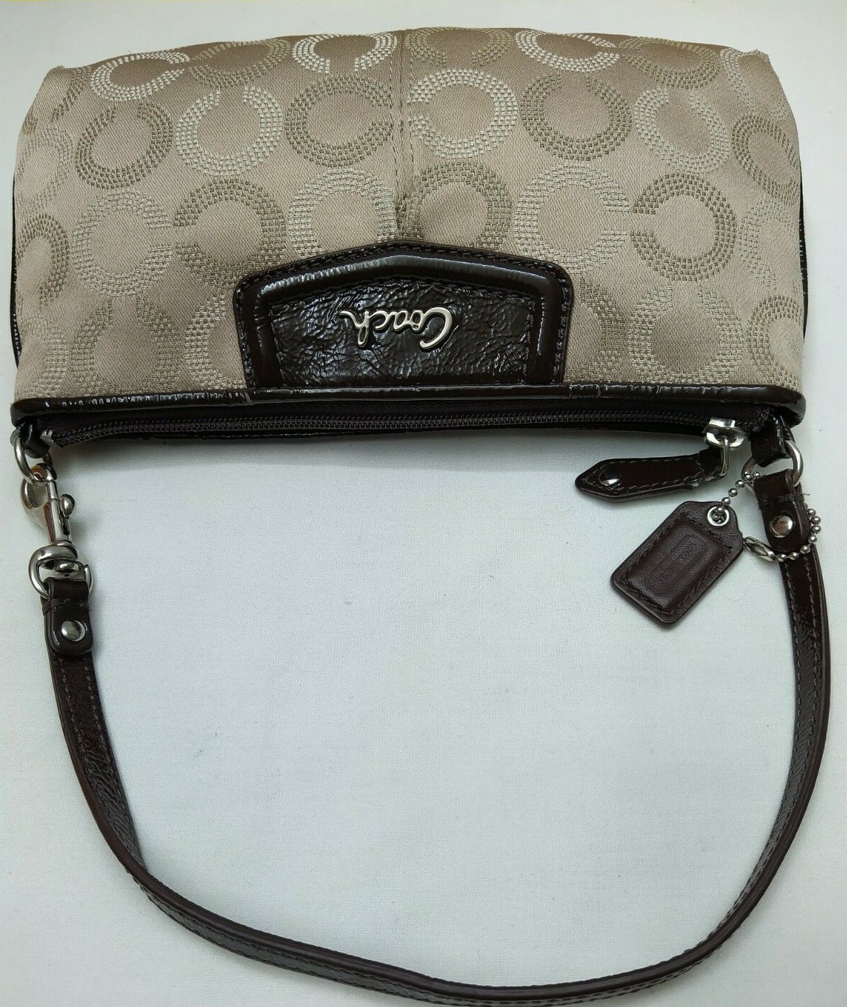 Coach Madison Gray Signature Canvas Credit Card Wallet Large Wristlet Clutch