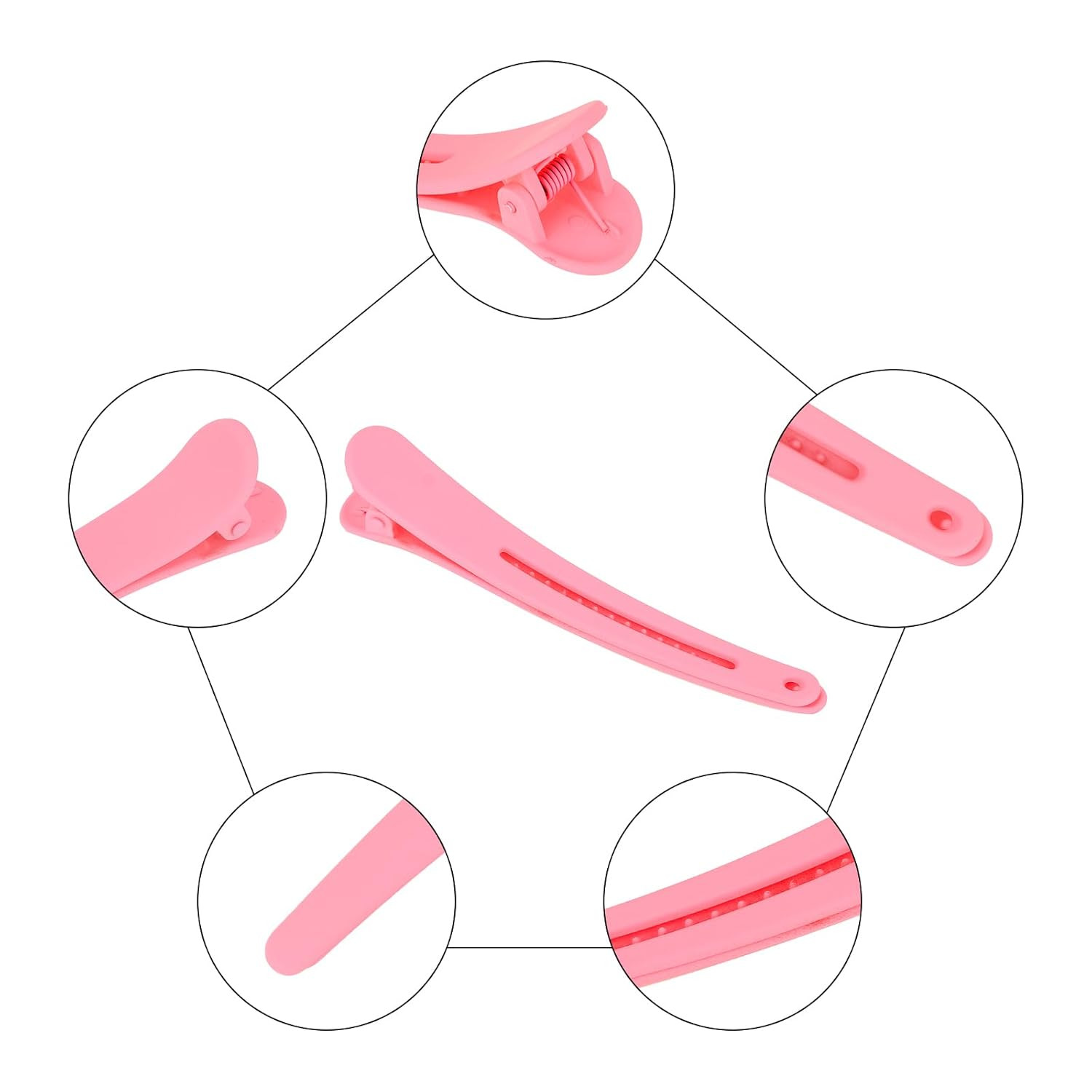 12 Pcs Pink Hair Clips for Styling Sectioning, 4.7 Inch Large Alligator Hair Cl