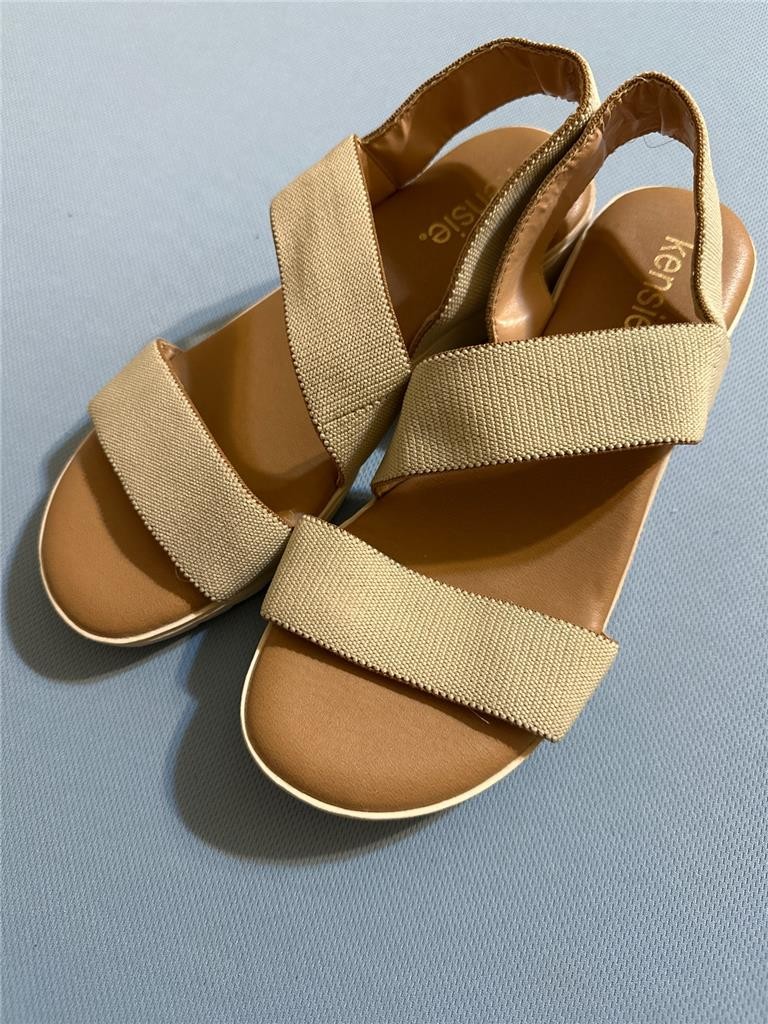 KENSIE Women’s Emme Double Stretch Band Sandals Your Choice Black /Natural