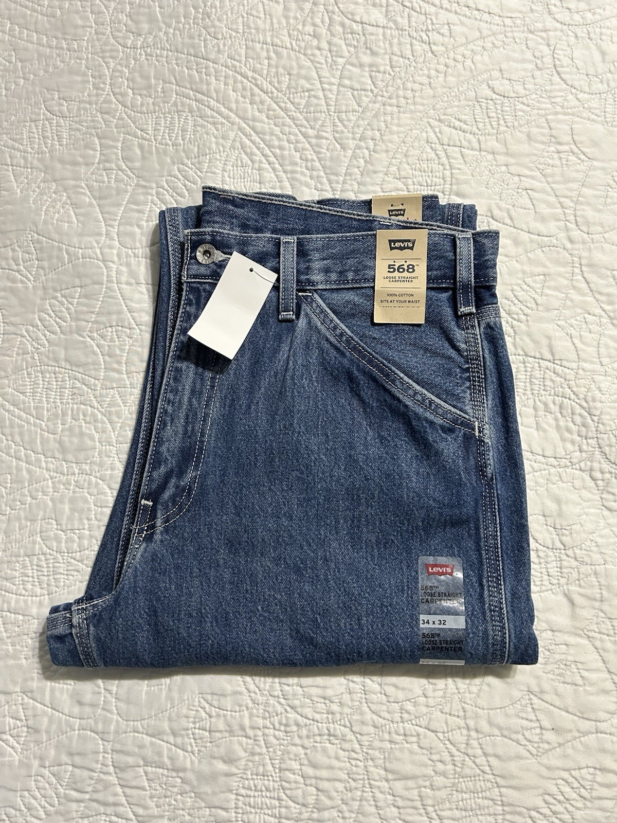 Levi’s Mens 568 Loose Straight Carpenter Jeans 55849-0033 Size 34×32 NWT