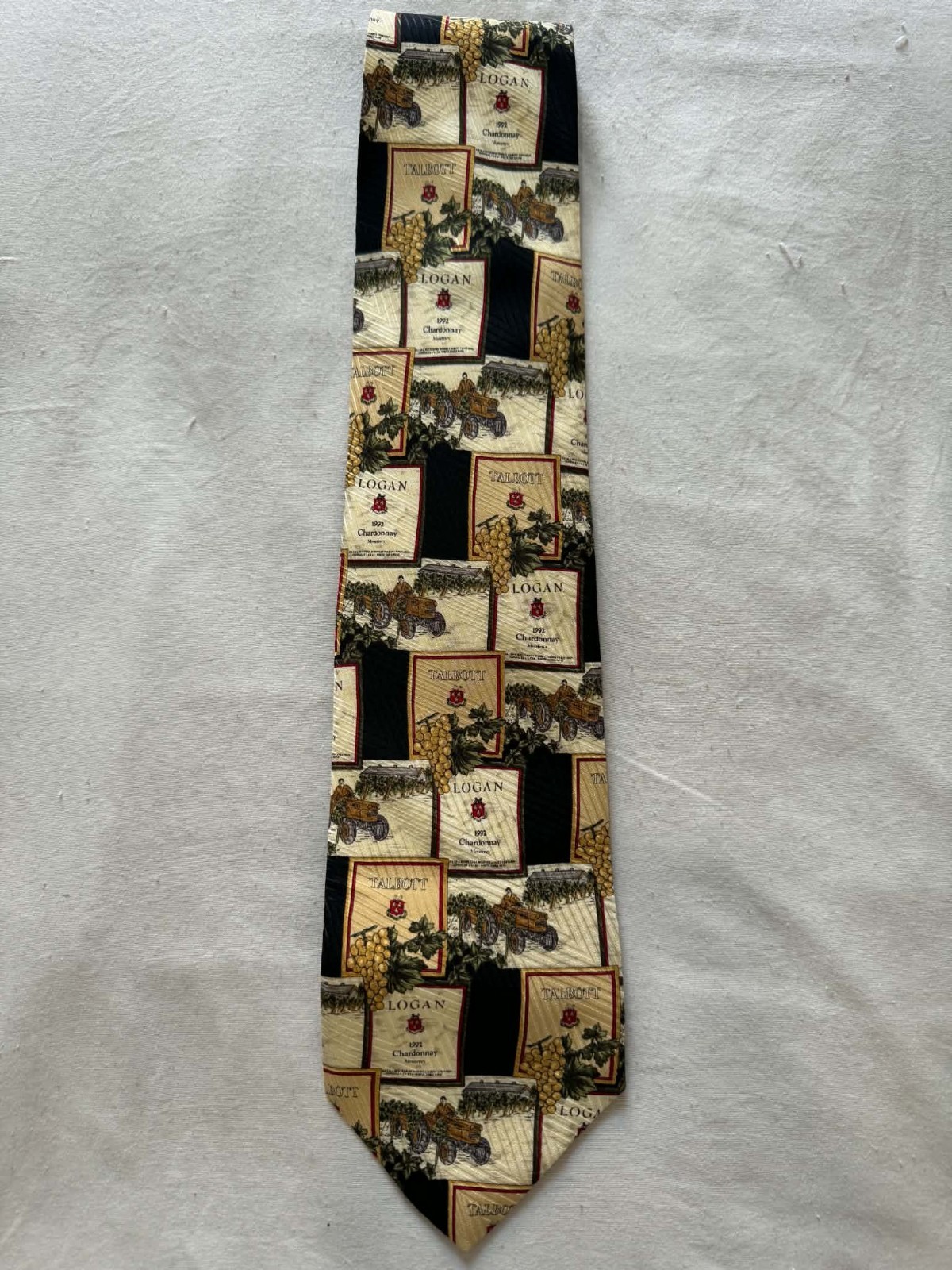 Robert Talbott Men’s Silk Novelty Wine Label Print Woven Designer Tie