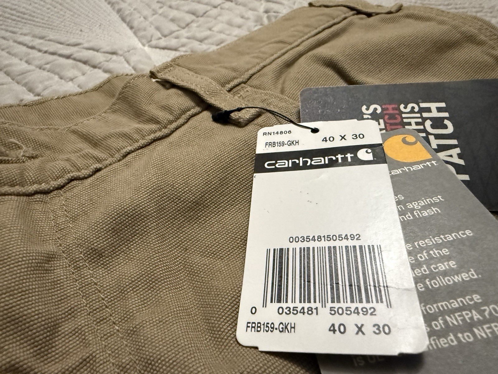 Carhartt FR Flame Resistant Canvas Cargo Workwear Pants Men 40 X 30 Tan Pockets