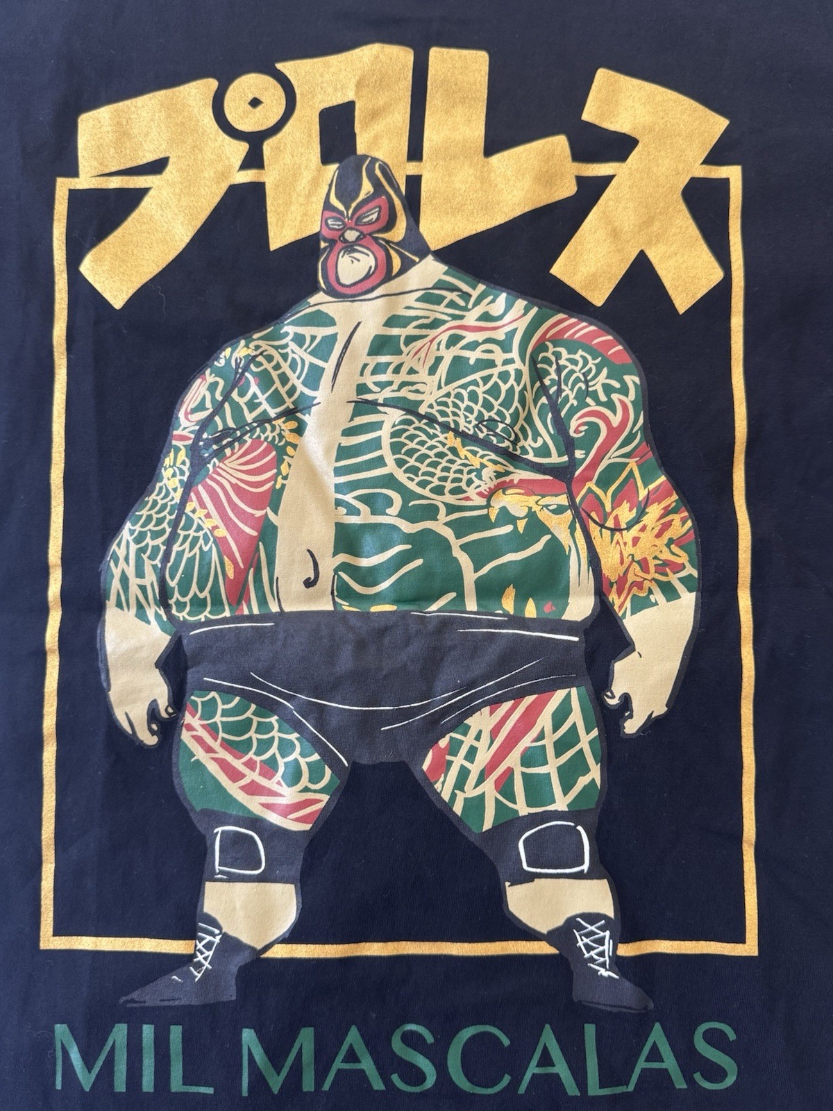 Pre Owned Excellent Samurai Sumo Wrestler Mil Mascalas T Shirt Printed Men Sz L
