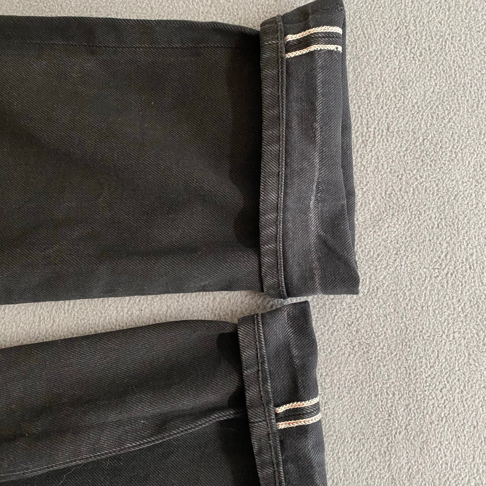 Route Blue Thailand Rare Selvedge Jeans Mens 33 Black Button Fly Straight Leg