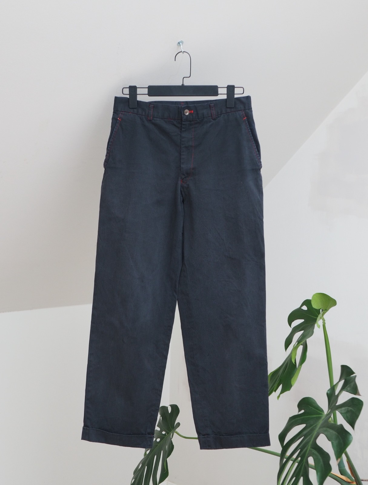 Comme des Garcons Homme Plus Men’s Dark Blue Faded Cotton Pants Trousers Size M