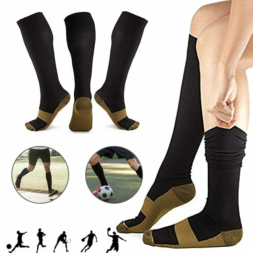 (6 Pairs) Copper Compression Socks 20-30mmHg Graduated Support Mens Womens S-XXL