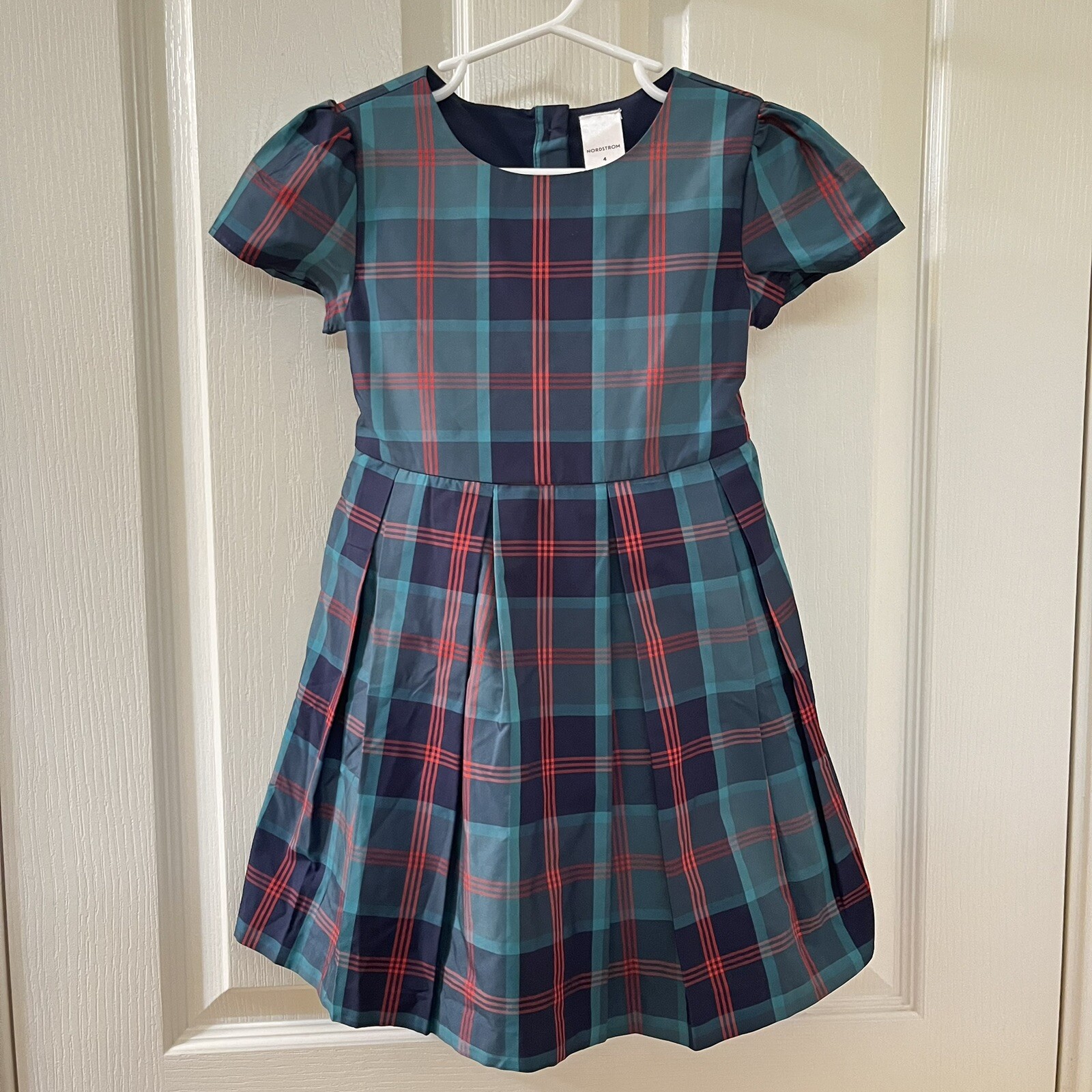 Nordstrom Green Holiday Taffeta Tartan Plaid Dress Girls Size 4