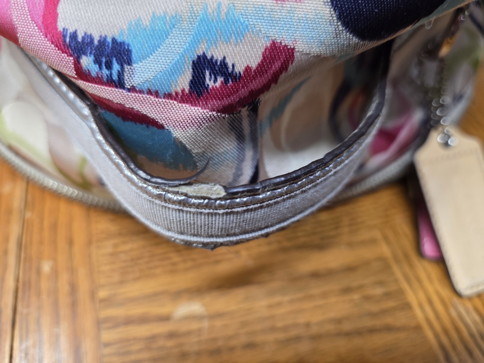 Coach Backpack Poppy Ikat Multicolor Silver Large 19872 GUC