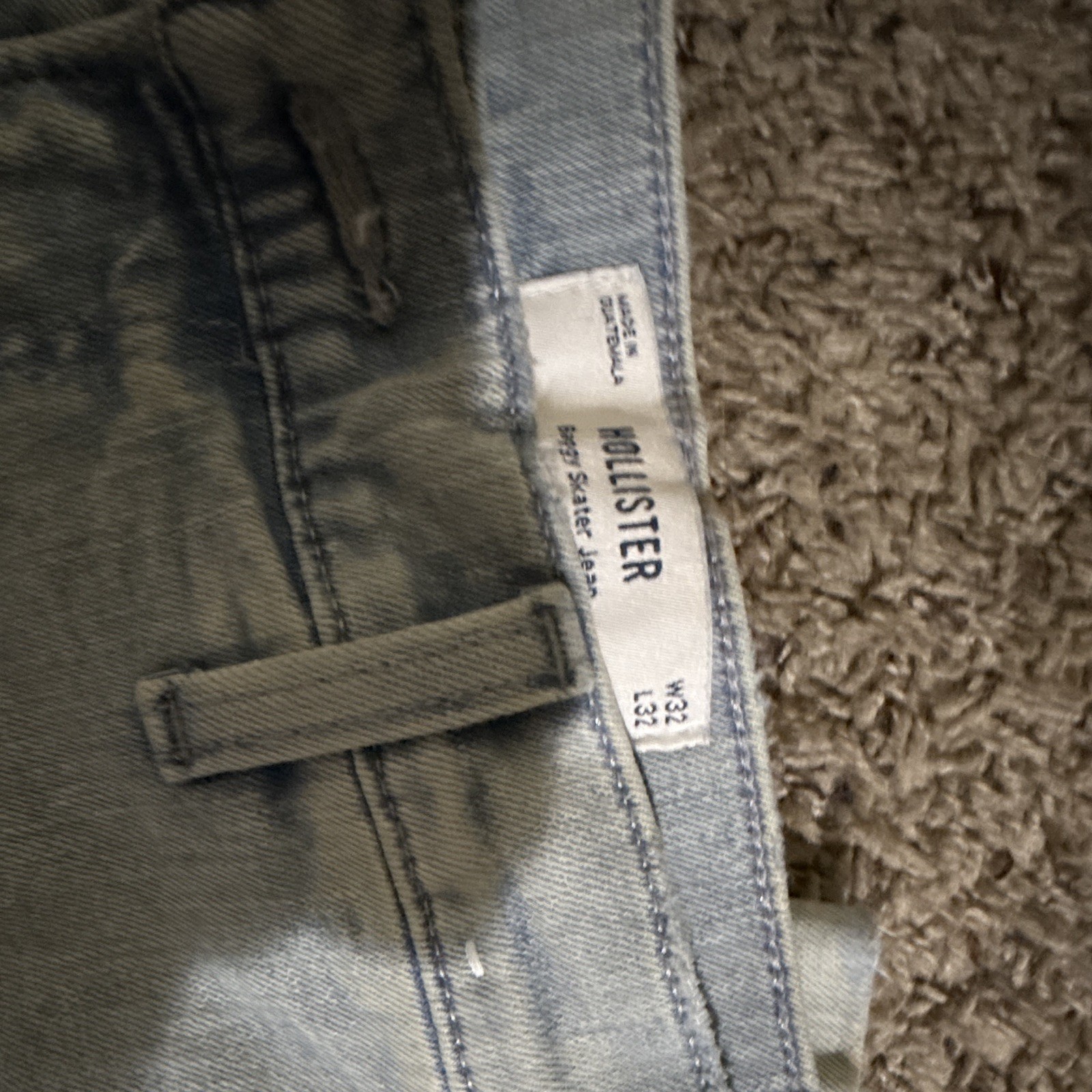 Hollister Men’s Light Blue Denim Cargo Jeans Slim Fit Cotton 5-Pocket Pockets