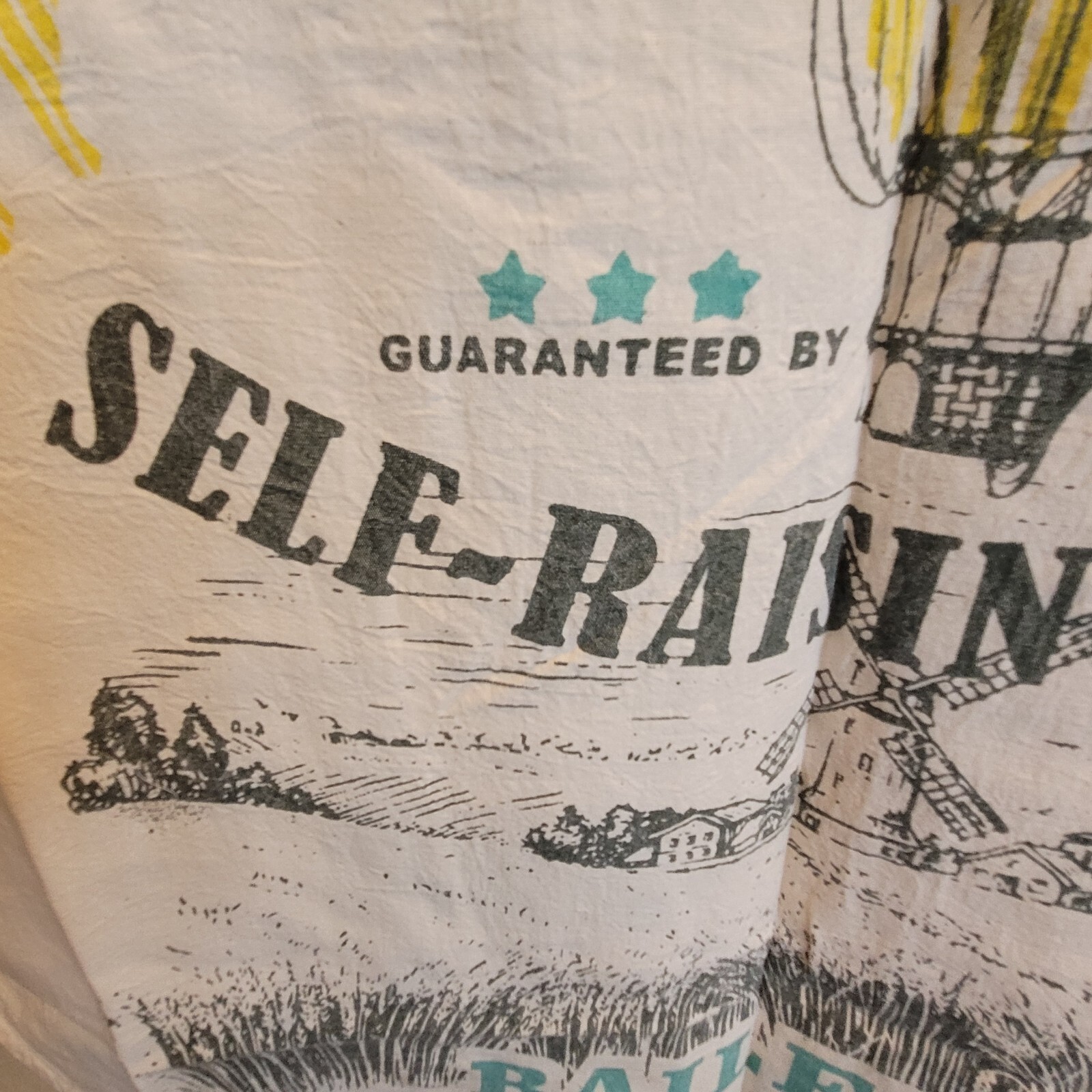 Flour Sack BALLOON Feed Sack Top T Shirt Vintage Look Cotton One Size TEE