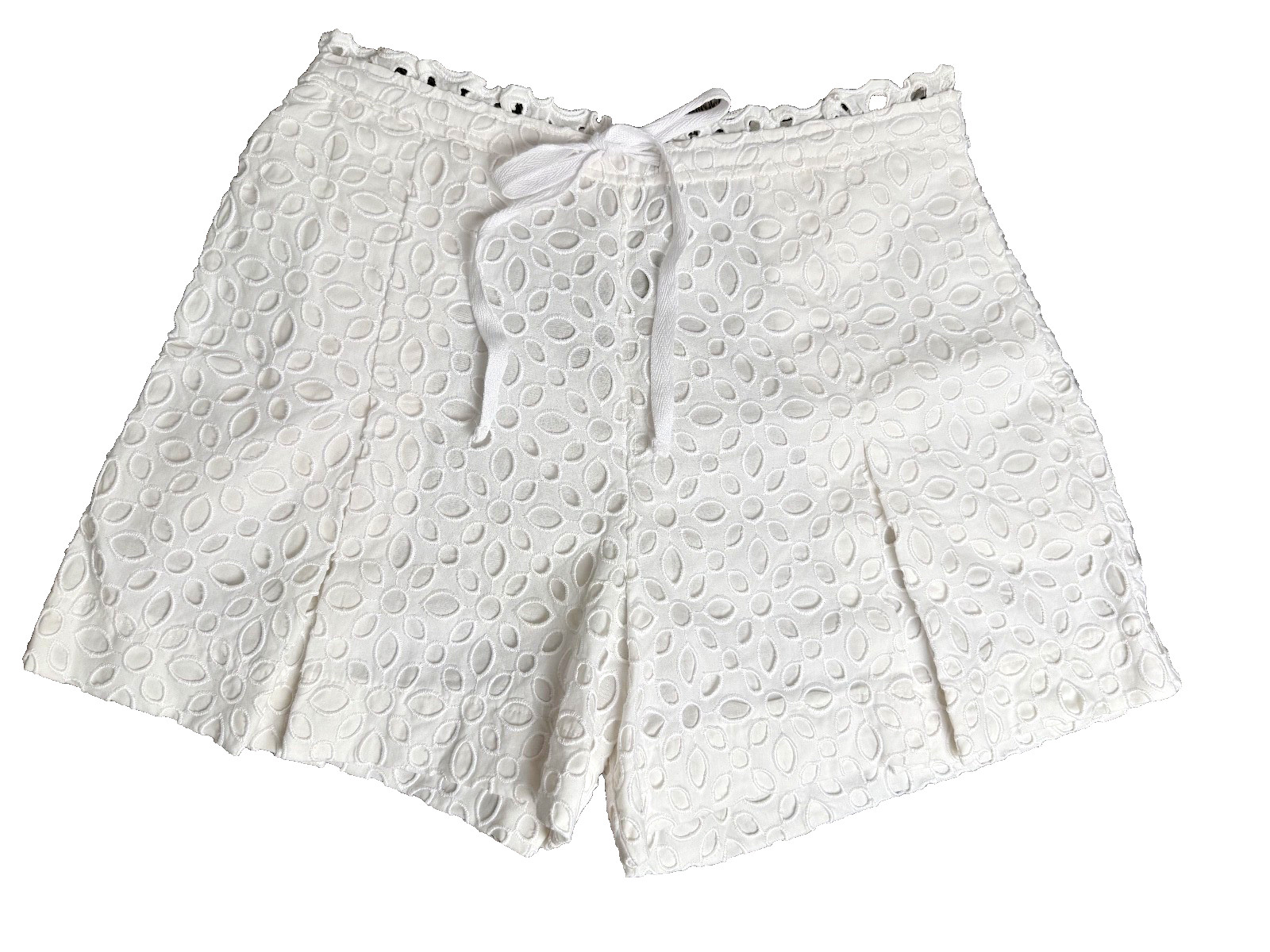 J.Crew Tie-Waist Skort Embroidered Eyelet high-waist shorts white, 6 pleated NWT