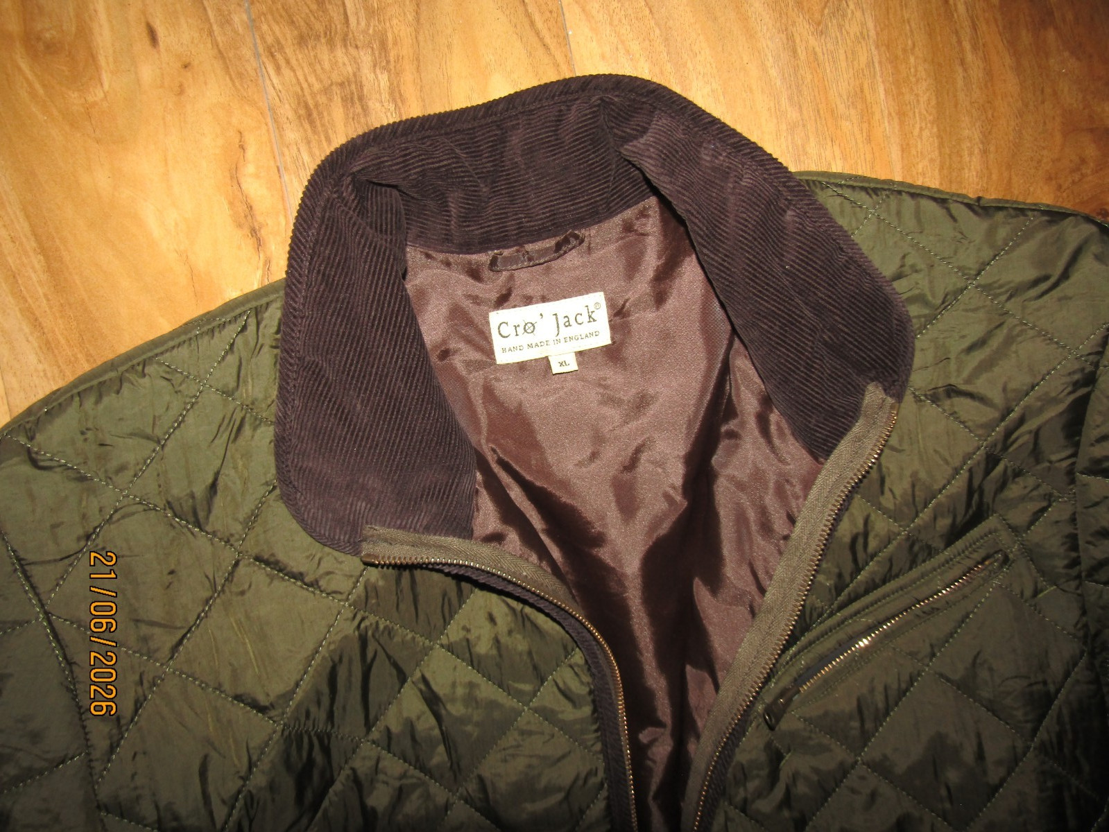 Cro Jack Quilted green Country Jacket Coat Size XL Fleece Lined Outdoors Country