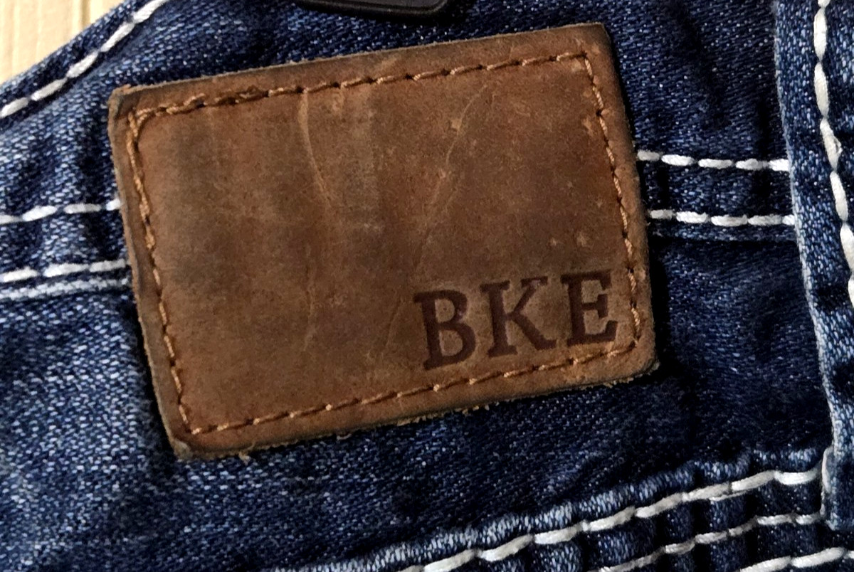 BKE Seth Jeans Mens 36R Denim Bootcut Whisker Thick Stitch Western 100% Cotton