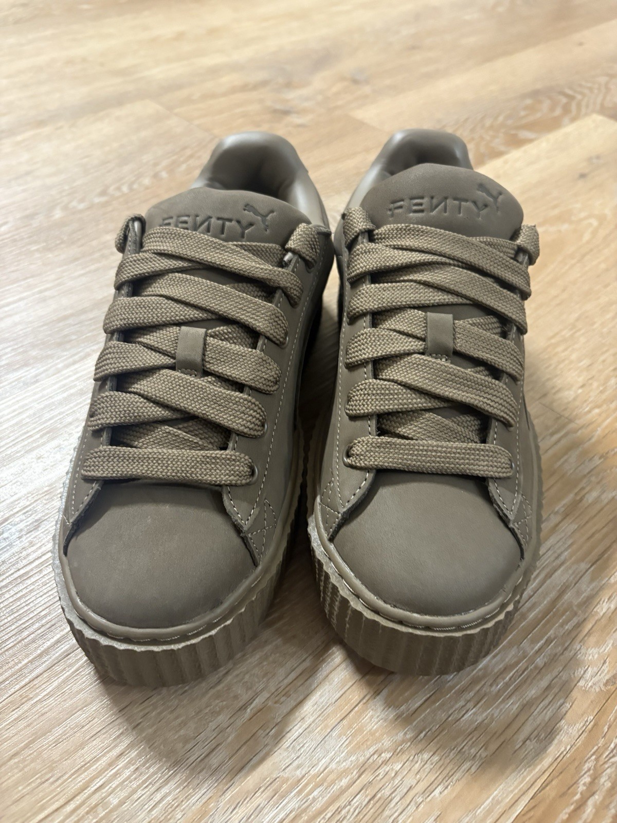 PUMA x FENTY Active Gaming Suede Lace-Up Sneakers Brown Unisex US 8
