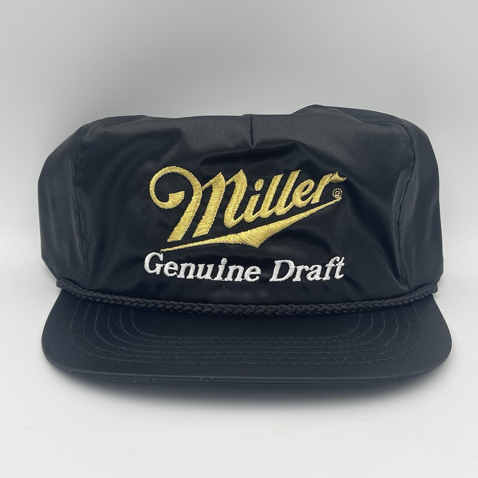 Vintage Miller Genuine Draft SATIN Snapback Hat Cap Rope Beer 90s NEW OLD STOCK