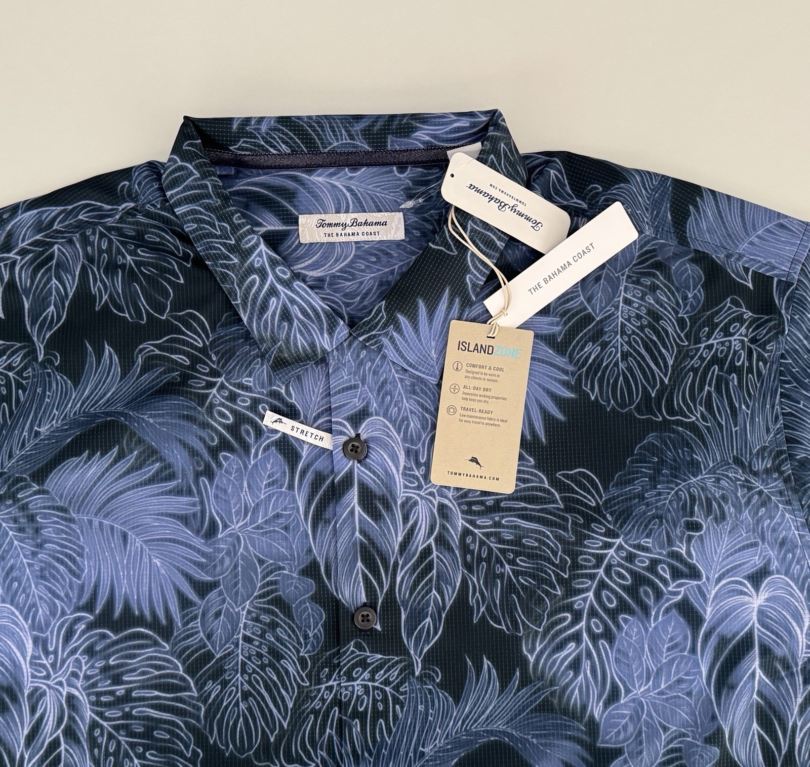 NWT Tommy Bahama Men Big Island Zone 2XLB 3XLB 4XLB 5XLB Navy Palm Stretch F5