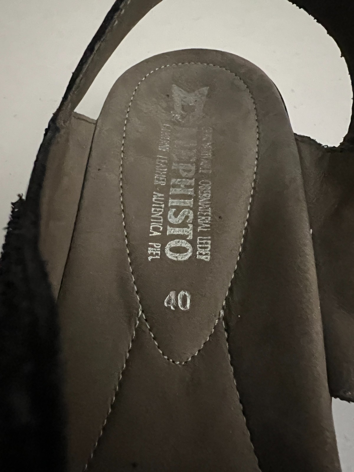Mephisto Womens Prudy ComfortSandal Bucksoft Black Slingback Wedge Open Toe 40/9