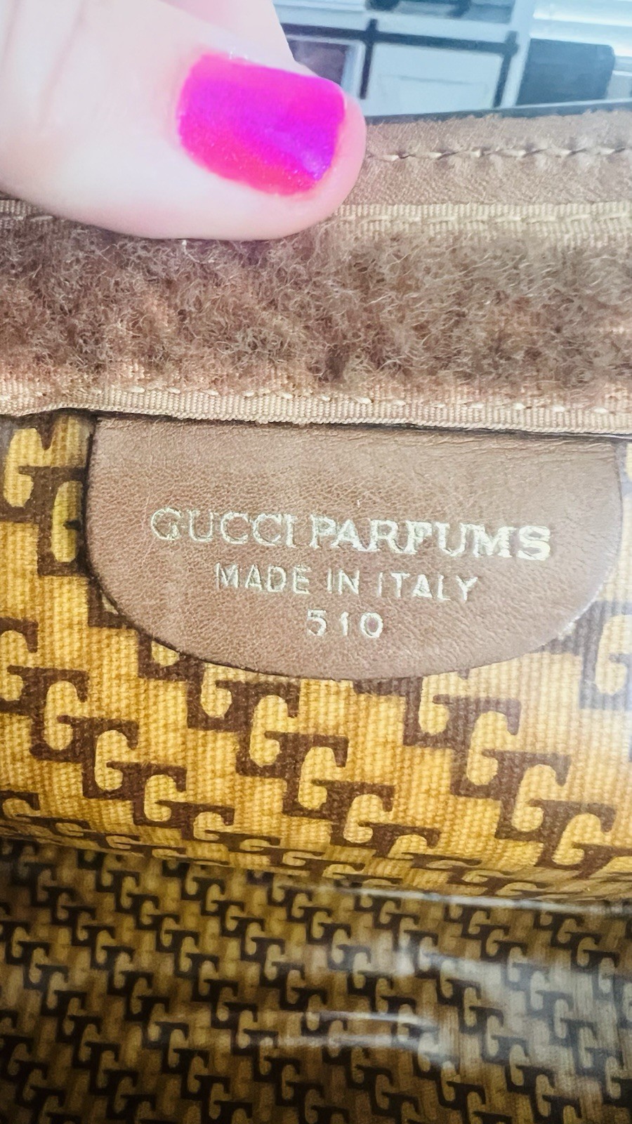 Vintage Gucci Brown Suede Portfolio Clutch Web Stripe GG Monogram Lining Italy