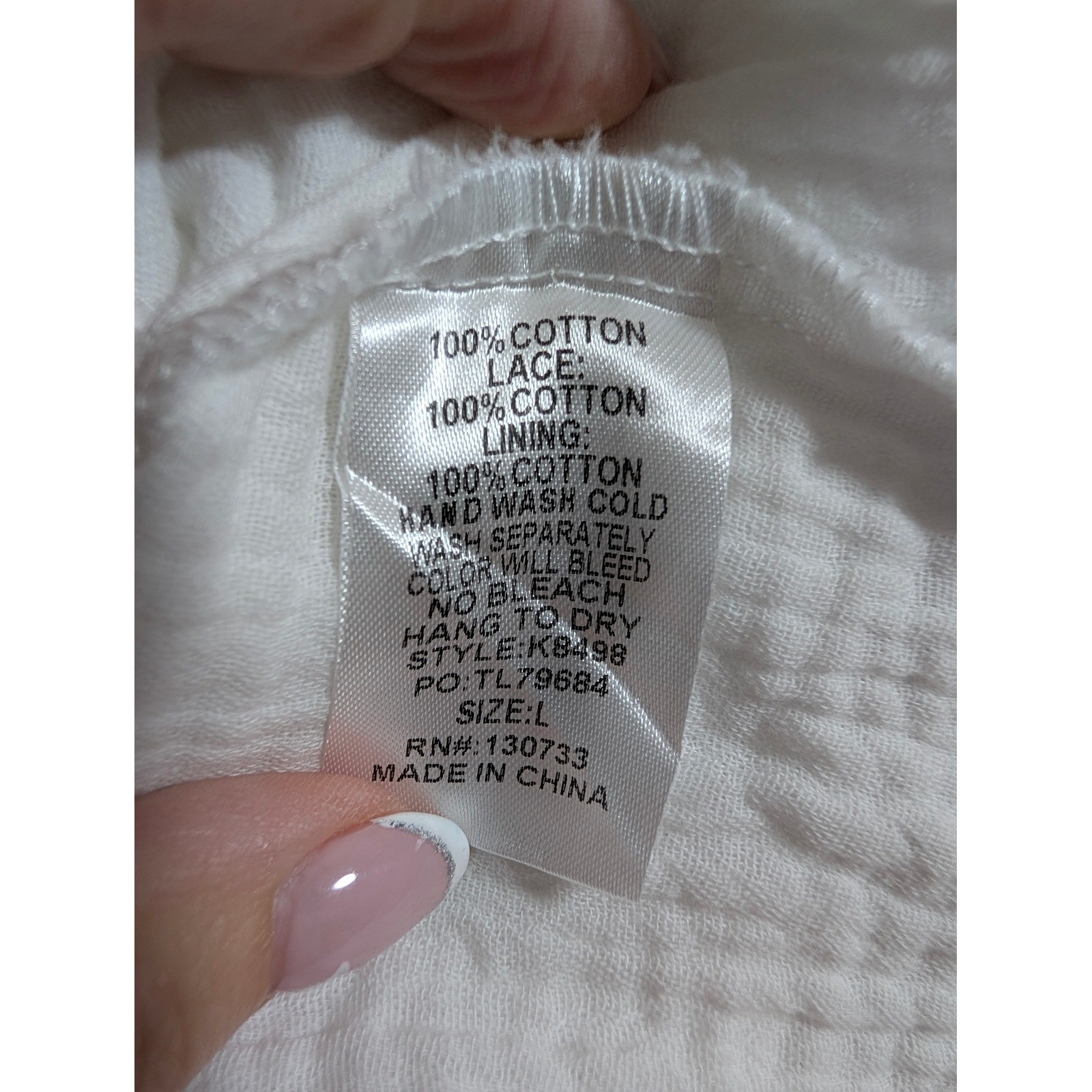 Umgee Embroidered Boho Babydoll Top Women Large White Cotton Gauze Blouse
