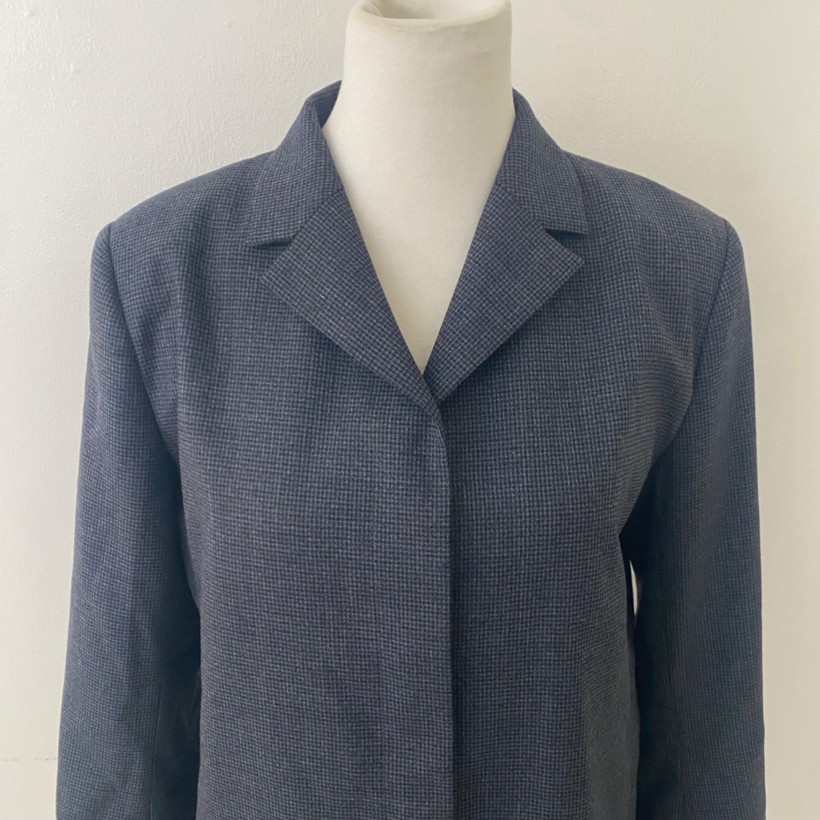 Kallmeyer New York Iman Shrunken Blazer Jacket Wool Houndstooth Size 12