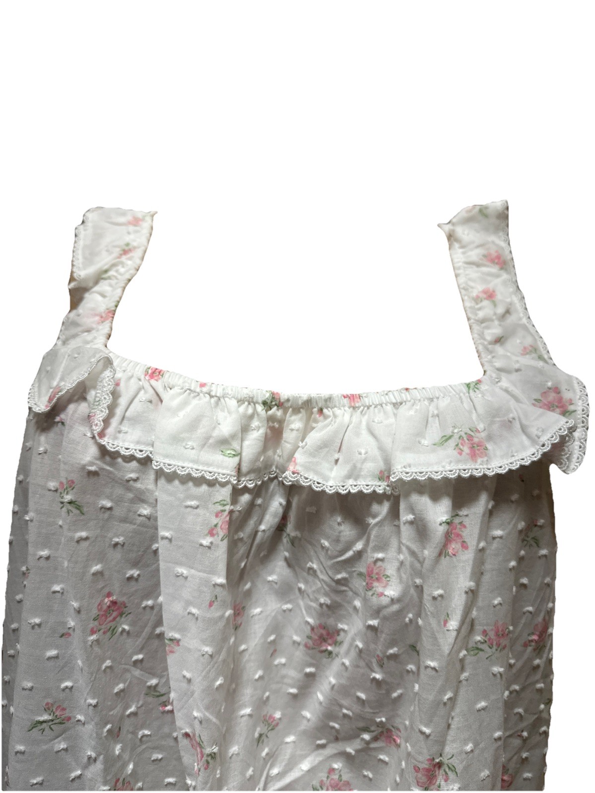 Eileen west nightgown Large 100% Cotton Lawn Swiss Dot Mini Florals