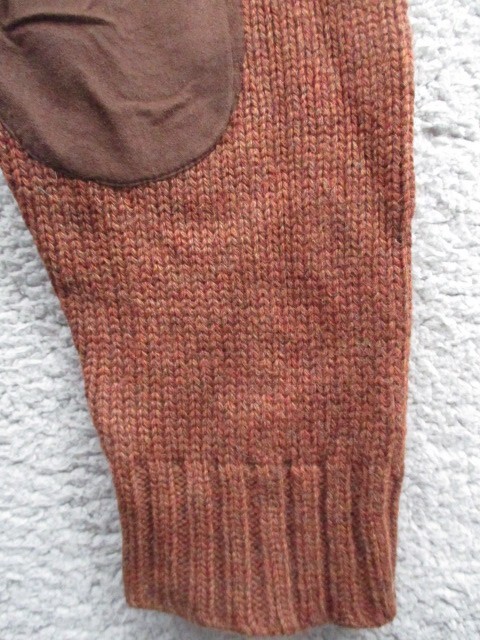 LL BEAN Shetland Wool Pullover Sweater Medium Elbow Patches 1/4 Zip Brown