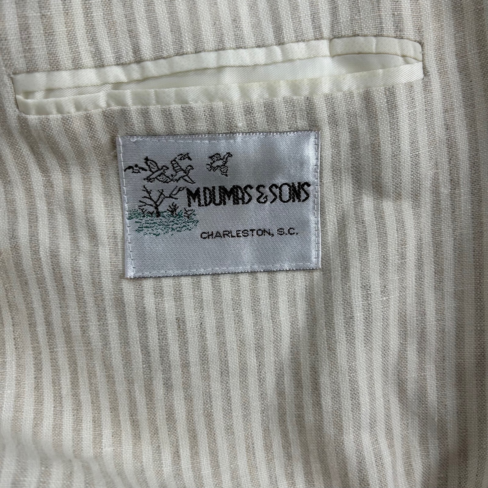 Haspel Men’s 100% Linen 2-Button Blazer Cream Stripe • 42R