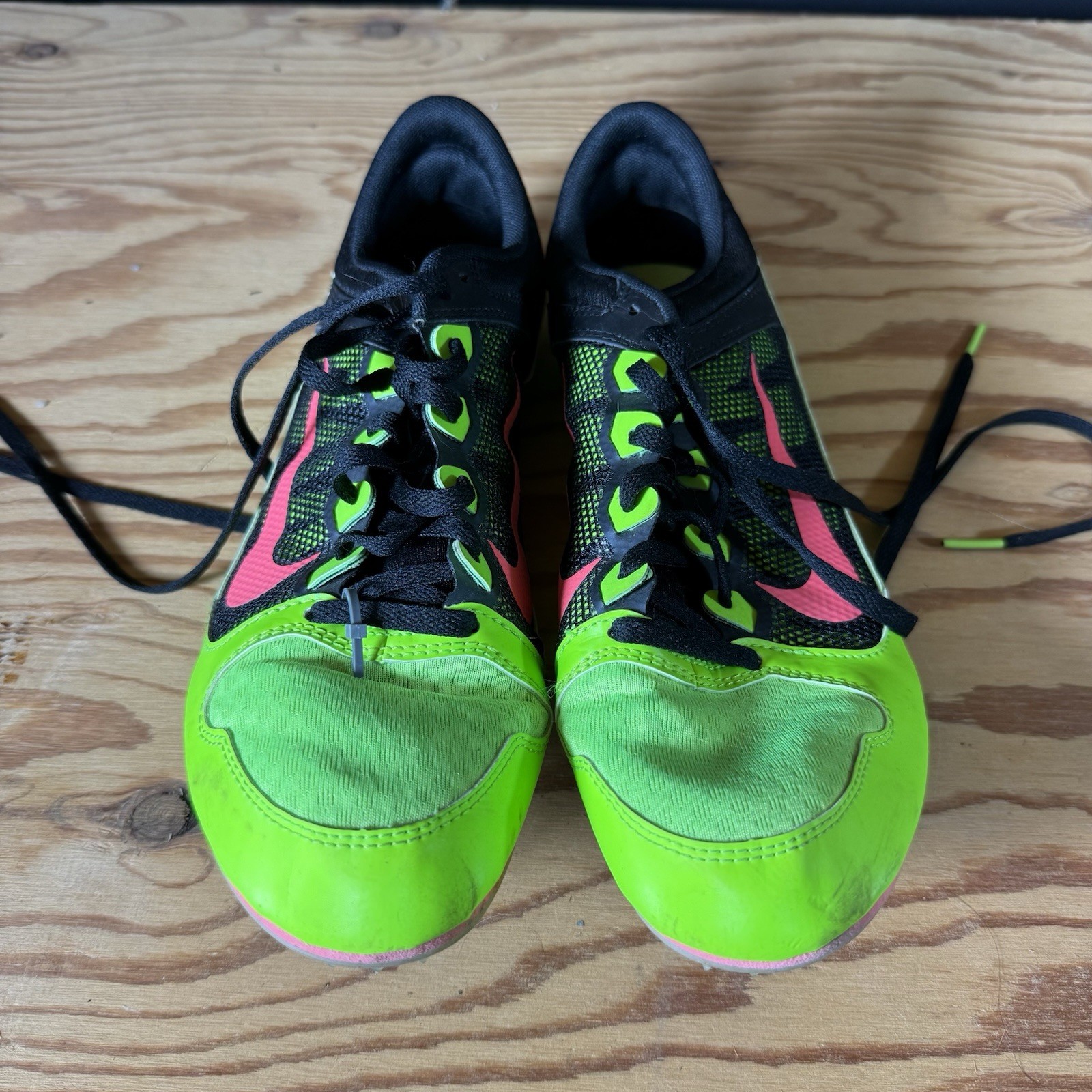 Nike Rival Mid Distance Racing Track Shoes Mens 10.5 Spikes Green &Black