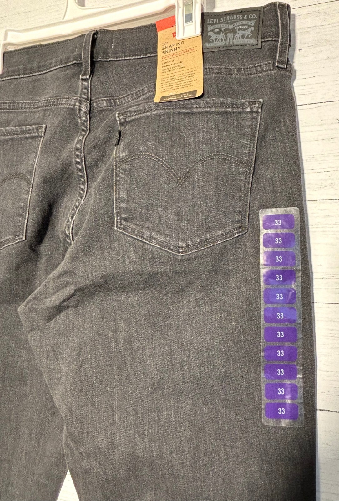 Levis Jeans Women 16 Short 33Wx30L Black Bloom 311 Shaping Skinny Mid Slimming
