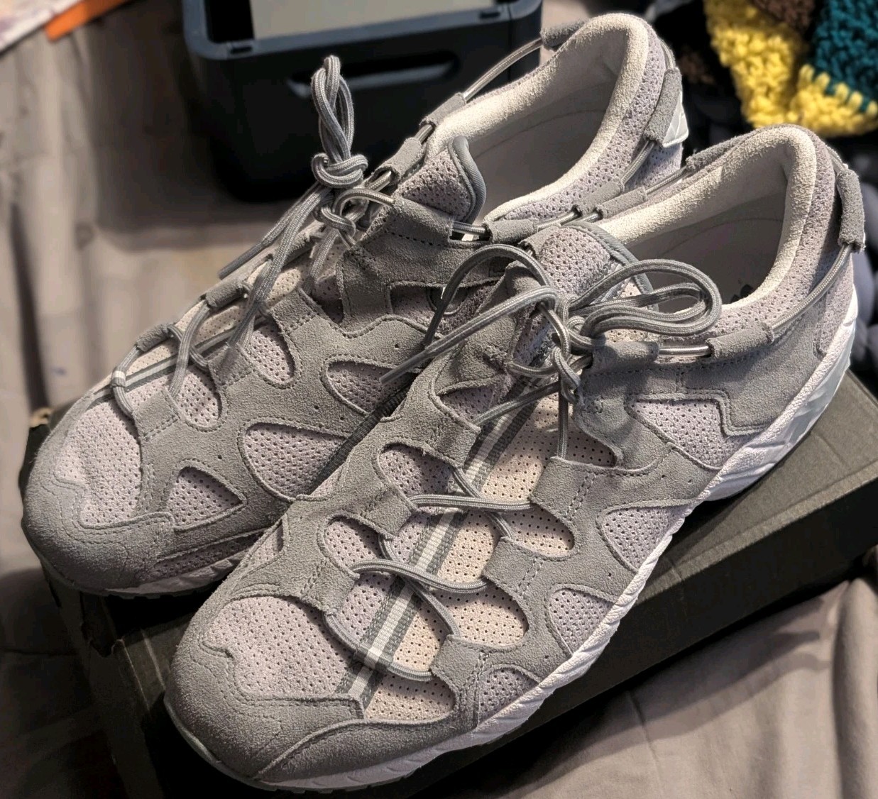 🔥BRAND💯NEW ASICS TIGER GEL-MAI STONE GRY SIDE-DRAWSTRINGS SZ 12 OG BOX✔💎RARE✨