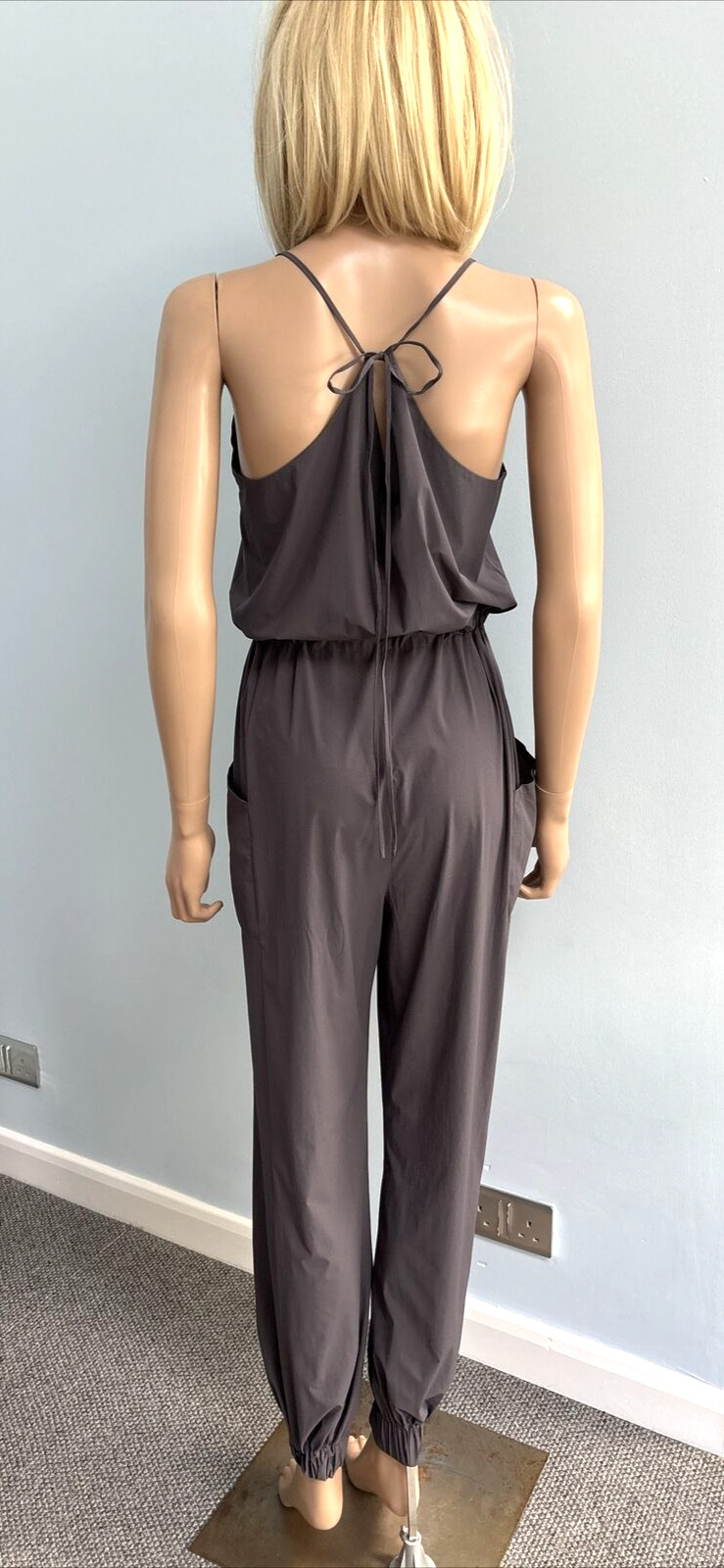 SWEATY BETTY ‘Karma’ Grey 100% Recycled Polyester Cruise/Casual Jumpsuit XS 8/10