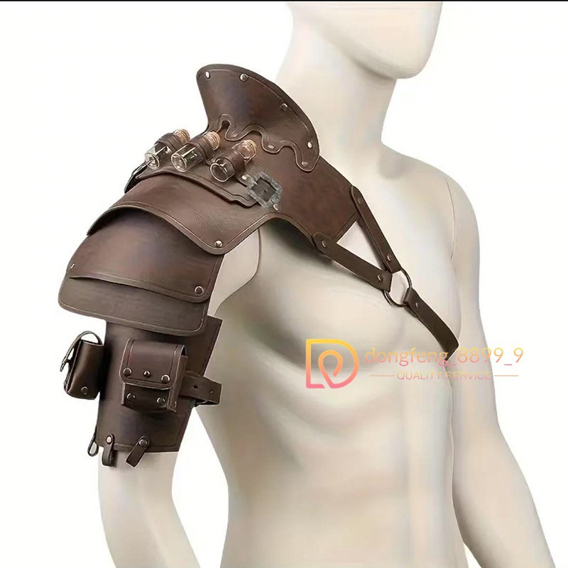 Medieval Vintage Artificial Leather Cosplay Knight Armor Pauldron PU Chest Strap