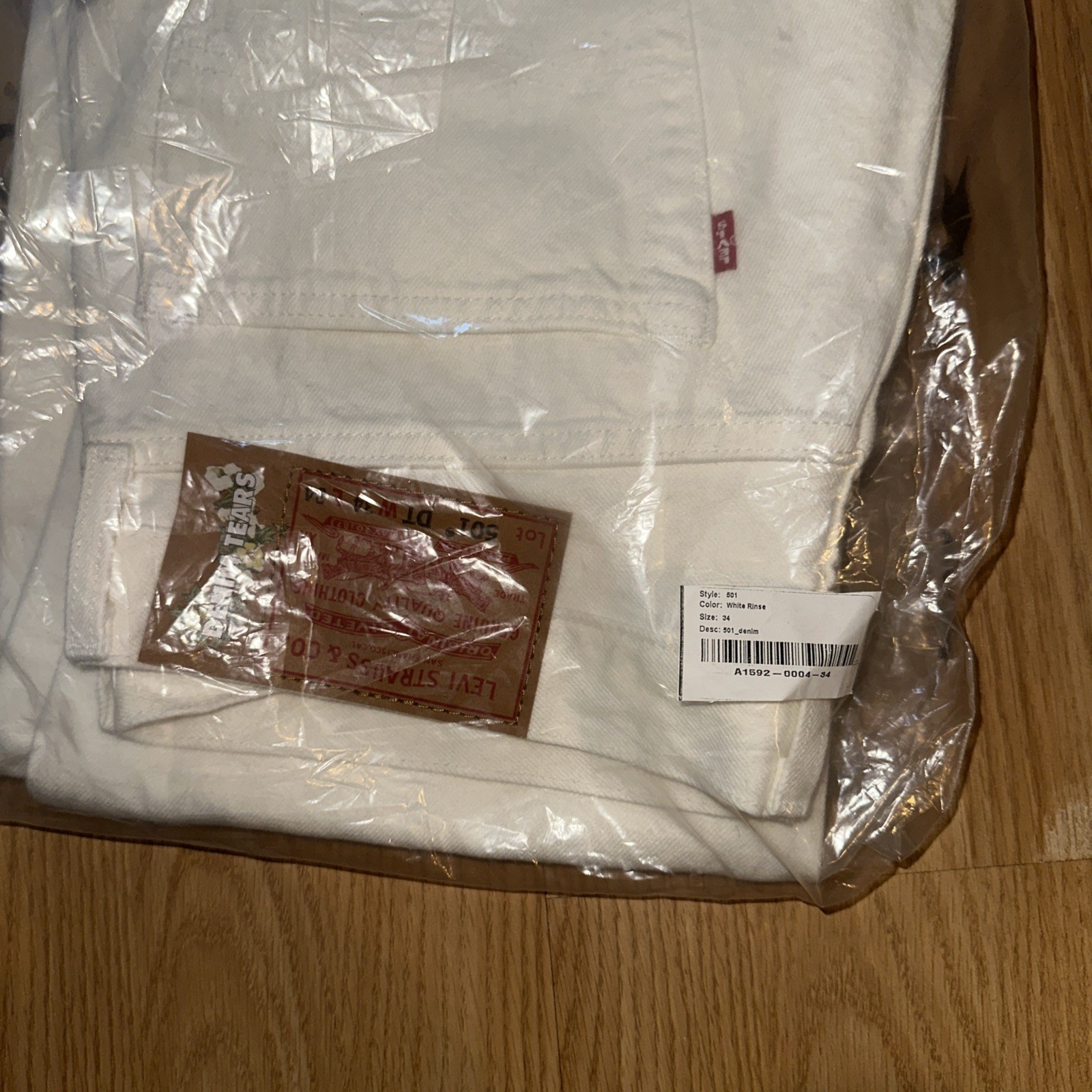 Denim Tears x Levi’s 501 Jeans Button Fly Off White 34×34 DT 501 White Rinse