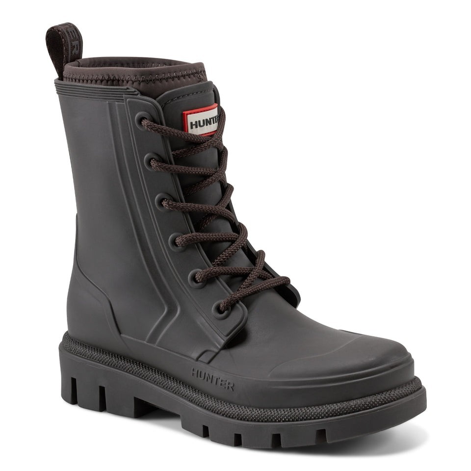 Hunter Diana Waterproof Lace Up Rain Boots Dark Brown Gray Neoprene Women’s 9 M