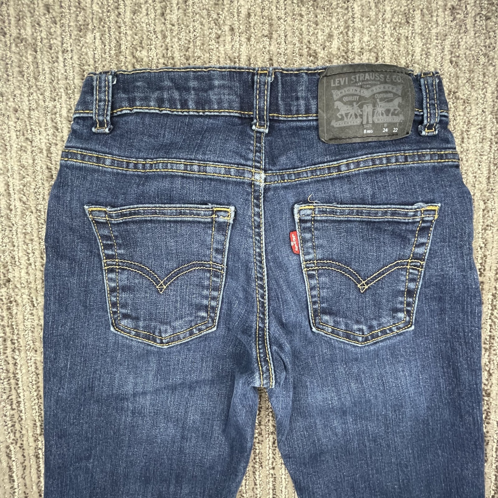 Levis Size 8 Reg w24xL22 Boys Jeans 511 Performance Slim Mid Rise Blue Denim