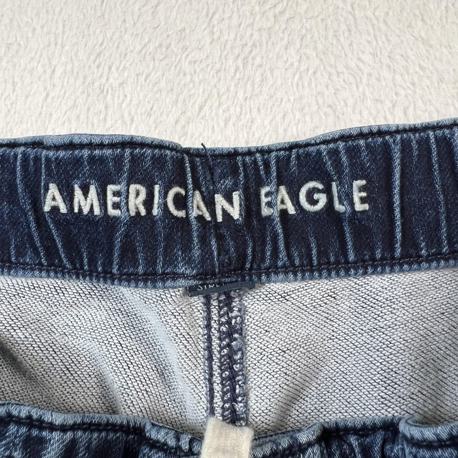 American Eagle Jeans Womens M Blue Low Rise Baggy Wide Leg Stretch 32×30