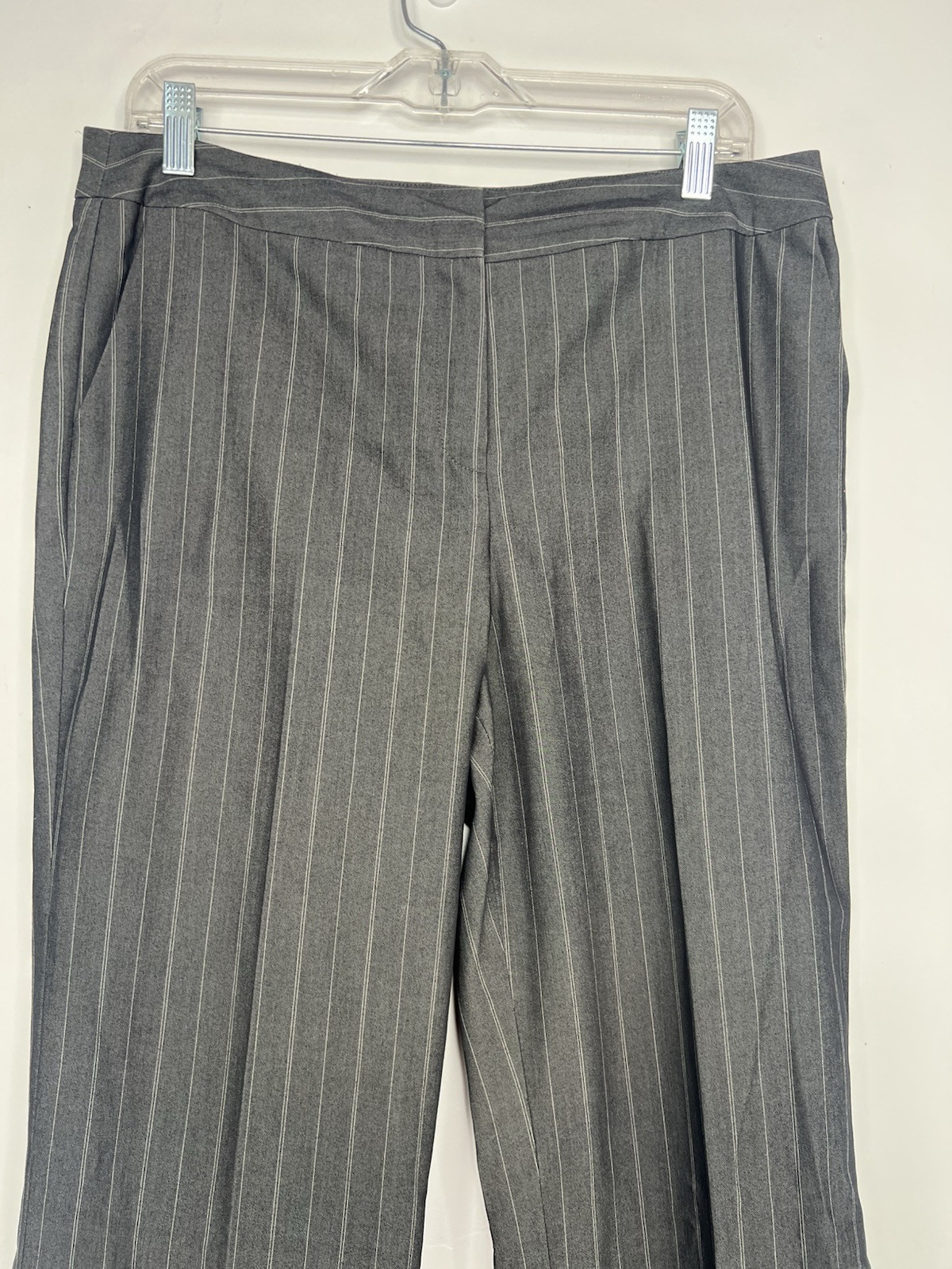 Nine West Polyester Rayon Stretch Pant Suit Size 10 Gray Striped Lined 2PC