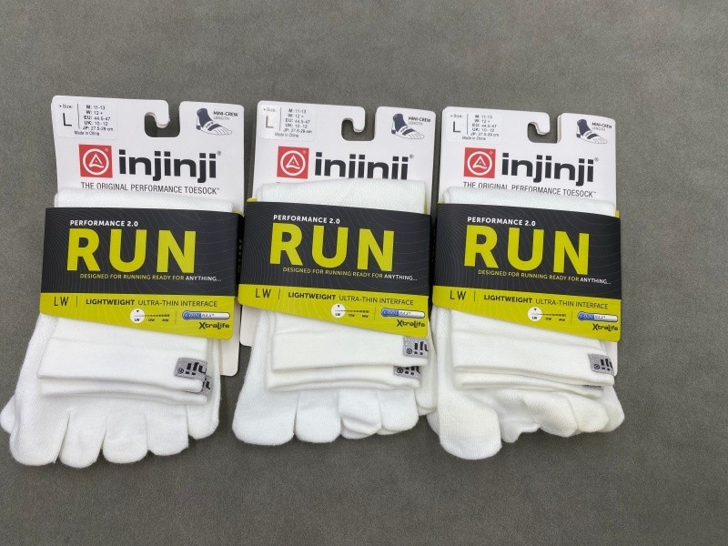 Injinji Run Men’s 3 Pack LIGHTWEIGHT ULTRA-THIN MINI-CREW SOCKS Size L