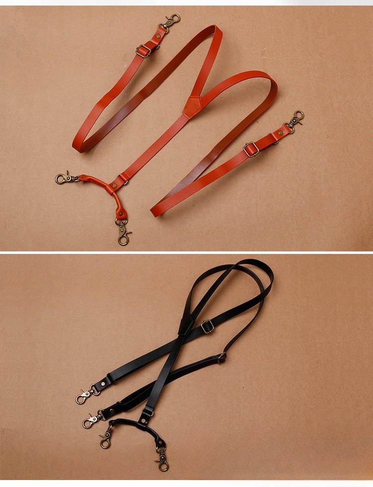 Genuine Leather Straps Braces Men’s British Suspenders Hook Buckle Adjustable