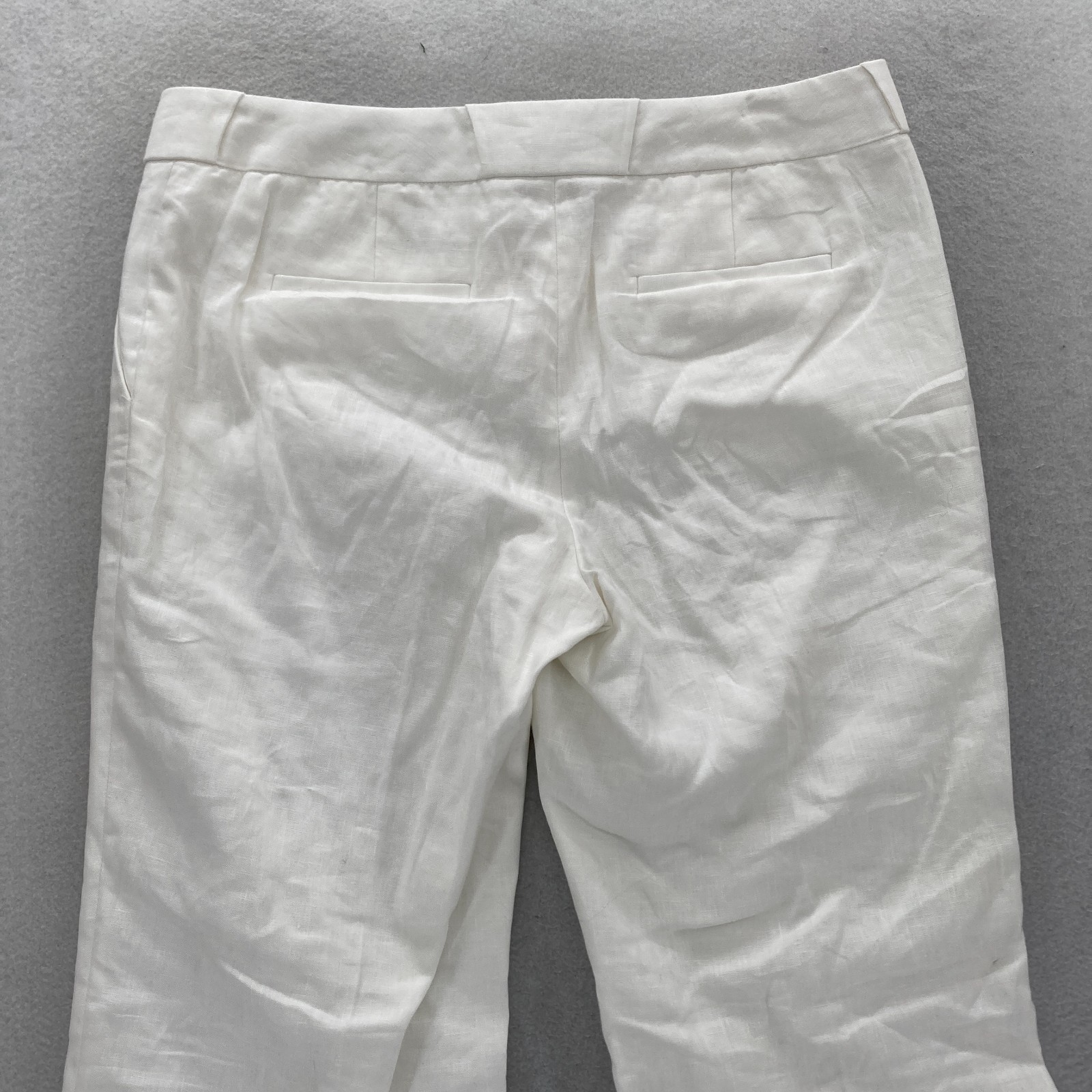 J.Crew Flared Leg Linen Trouser Pant Women’s 6 White Linen Lined Preppy Nautical
